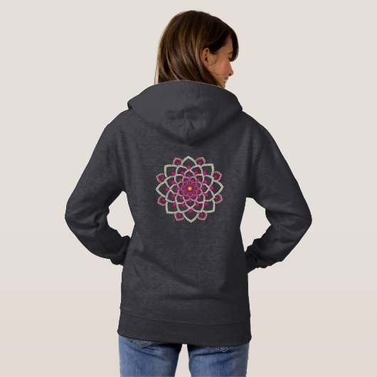 Pull À Capuche Mandala rose simple (Dos entier)