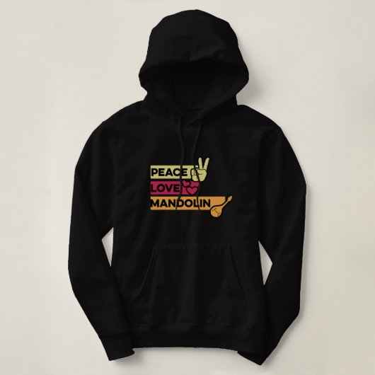 Pull À Capuche Mandolin Lover Peace Love Mandolin Maestro (Design devant)