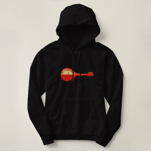 Pull À Capuche Mandolin Lover Trees Réflexion 80s Rétro Minimali (Design devant)