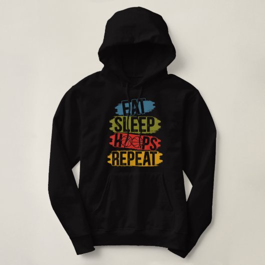 Pull À Capuche Mangez des cerceaux de sommeil Répéter le panier d (Design devant)
