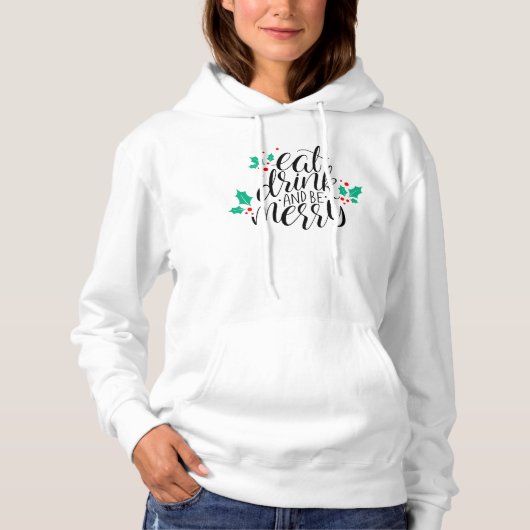 Pull À Capuche Mangez un verre et soyez joyeux Design (Devant)