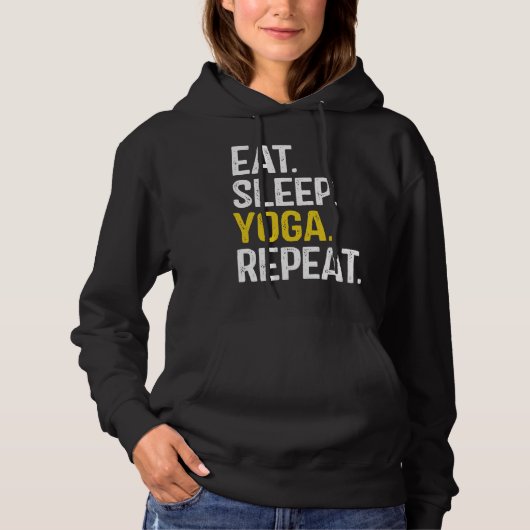 Pull À Capuche Mangez Yoga Sommeil Répéter Essentiel (Devant)