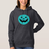 Pull À Capuche Mare turquoise Jack-o'-lantern citrouille face Hal (Devant)