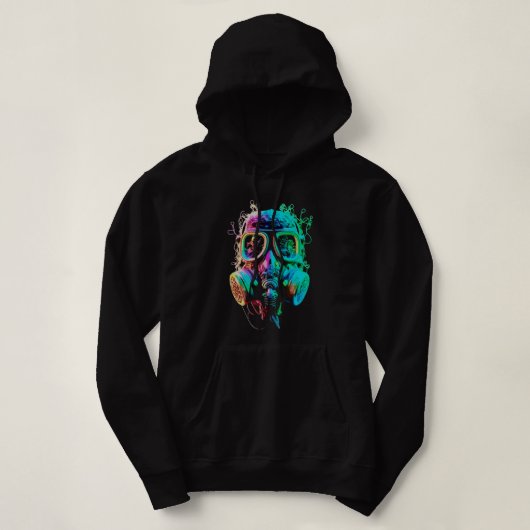 Pull À Capuche Masque à gaz Néon : Art vibrant du chaos (Design devant)