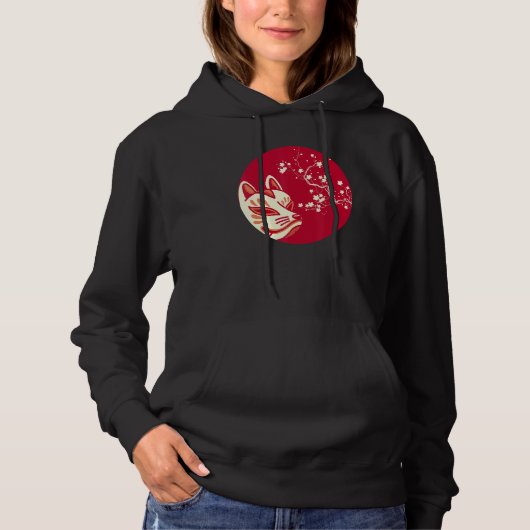 Pull À Capuche Masque japonais esthétique Fox Kitsune (Devant)