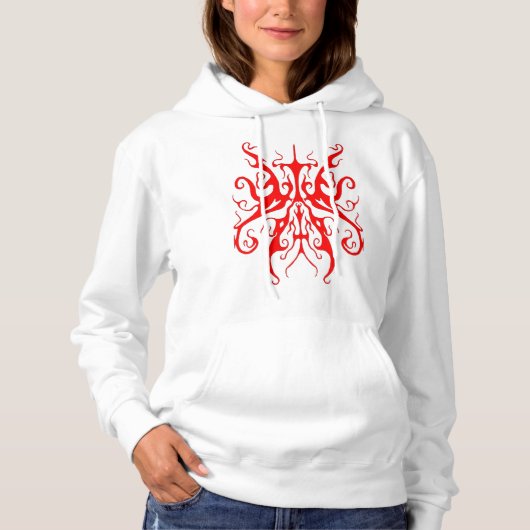 Pull À Capuche Masque Tribal Rouge Élégant Design Abstrait (Devant)