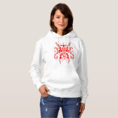 Pull À Capuche Masque Tribal Rouge Élégant Design Abstrait (Devant entier)
