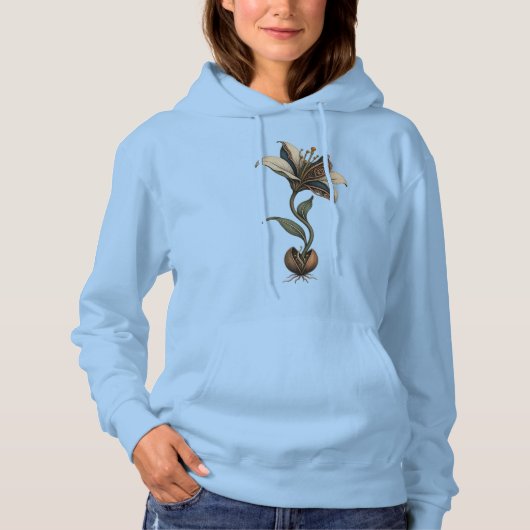 Pull À Capuche Mechanical Bloom Steampunk Botanical Art (Devant)