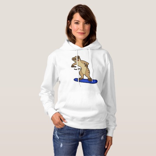 Pull À Capuche Meerkat en Snowboard avec Snowboard (Devant entier)