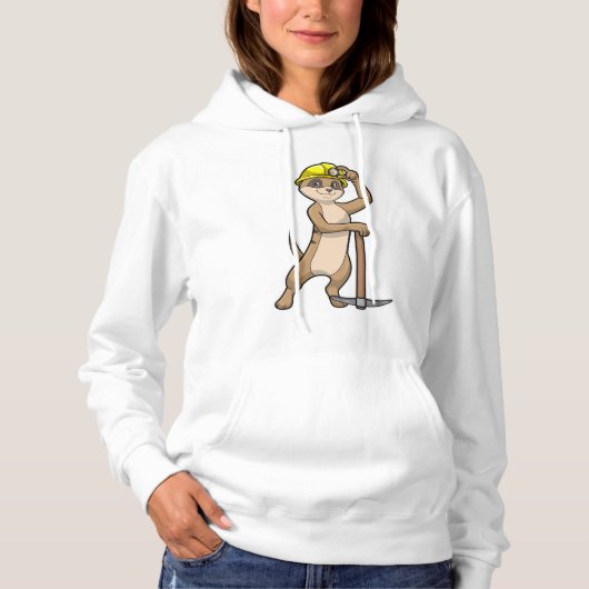 Pull À Capuche Meerkat en tant que mineur avec Pickaxe (Devant)