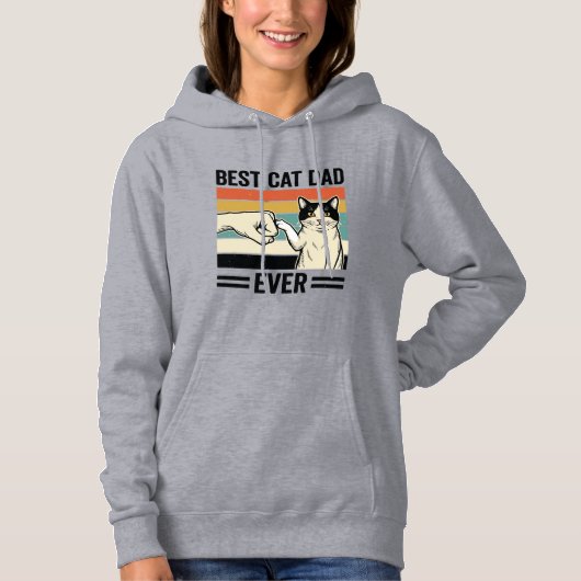 Pull À Capuche Meilleur papa de chat rétro T-shirt de coup de poi (Devant)