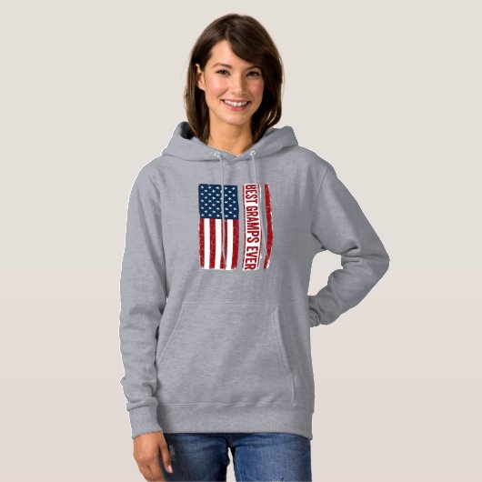 Pull À Capuche Meilleur Papi Patriote Drapeau Vector Design_1 (Devant entier)