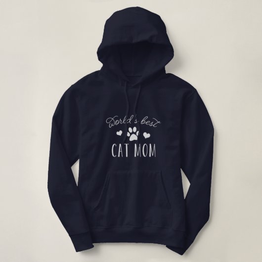 Pull À Capuche Meilleure maman de chat du monde (Design devant)