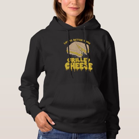 Pull À Capuche Meilleure Vie Avec Sandwich Au Fromage Grillé Ques (Devant)