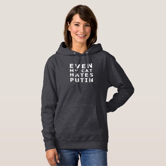 Pull À Capuche Même mon chat déteste poutine (Devant entier)