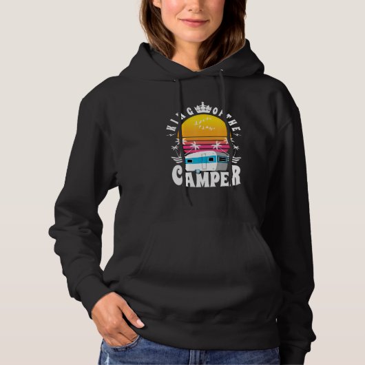 Pull À Capuche Mens Roi Du Camper Camping Été Rétro Vinta (Devant)