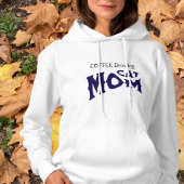 Pull À Capuche MÈRE CHAT MIGNON BOIT DU CAFÉ Noir/Bleu sur fond B