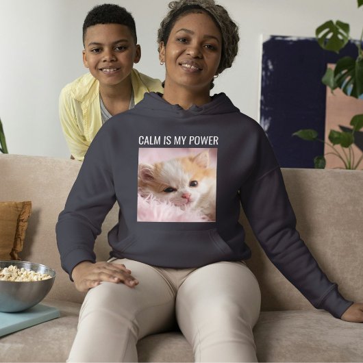 Pull À Capuche Mère de chat personnalisée Texte blanc gris foncé 