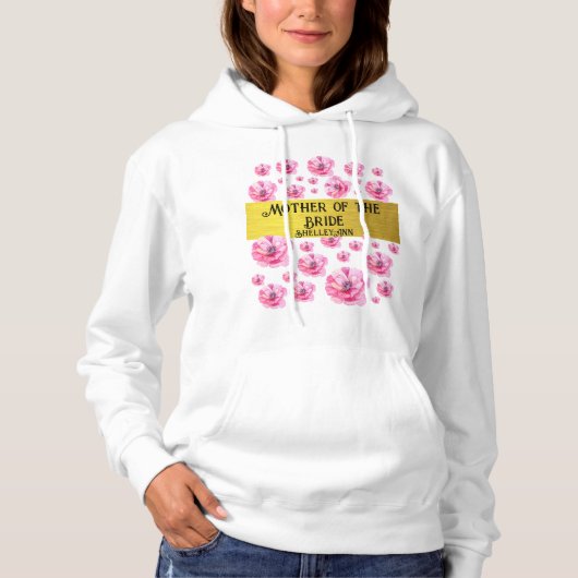 Pull À Capuche Mère de la mariée personnalisable or et rose Fleur (Devant)