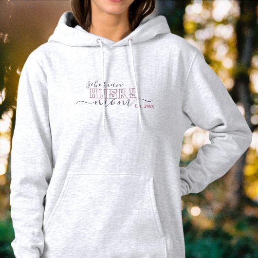 Pull À Capuche Mère Husky Sibérien Écriture Universitaire Établie