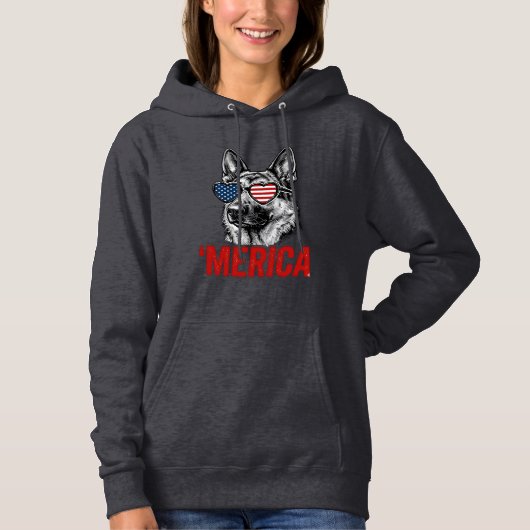 Pull À Capuche Merica Berger Allemand Drapeau Lunettes de soleil  (Devant)