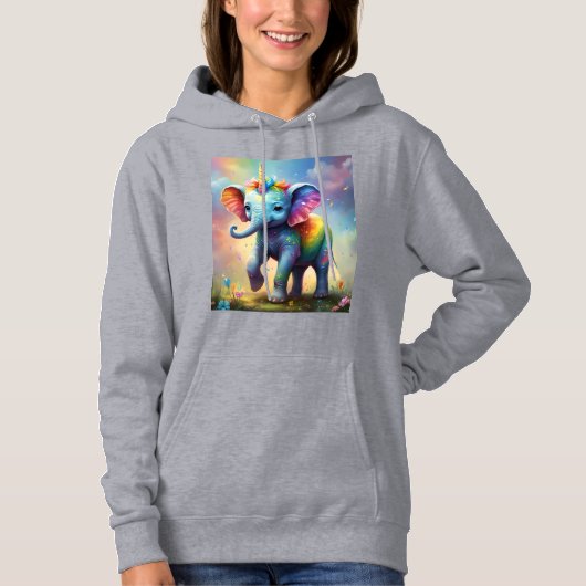 Pull À Capuche Merveilles radieuses : L'éléphant bébé licorne arc (Devant)