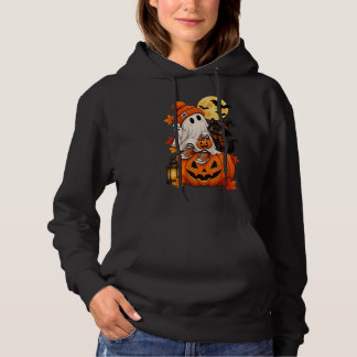 Pull À Capuche Mignon Chat Noir Effrayant en Chapeau de Sorcière