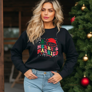 Pull À Capuche mignon Premier Noël Marié et Joyeux Nouveaux marié