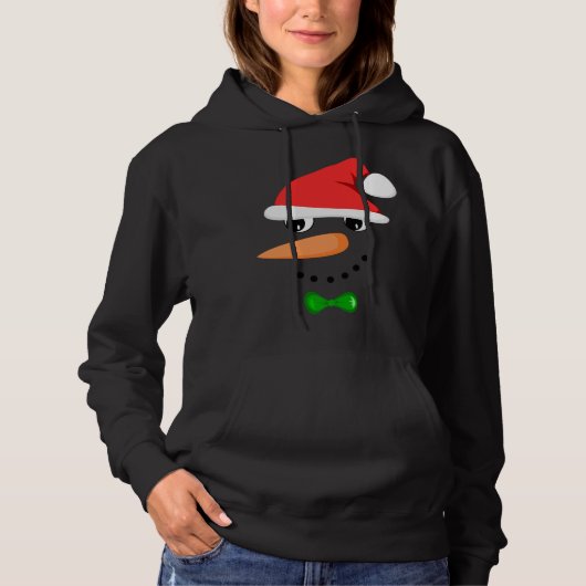 Pull À Capuche Mignonne Père Noël Snowman Face Drôle Noël Snowman (Devant)