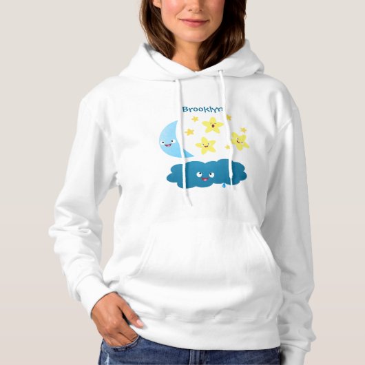 Pull À Capuche Mignons étoiles chantant, lune et bande dessinée d (Devant)