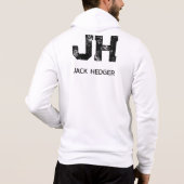 PULL À CAPUCHE MINIMALIST BLACK TWO LETTER MONOGRAM NAME WHITE (Dos)