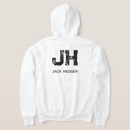 PULL À CAPUCHE MINIMALIST BLACK TWO LETTER MONOGRAM NAME WHITE (Couchage Retour)