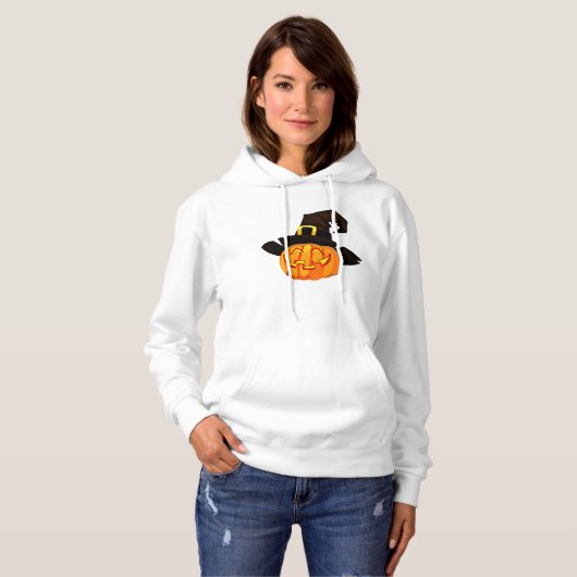 Pull À Capuche Minimalist Pumpkin Witch Hat (Devant entier)