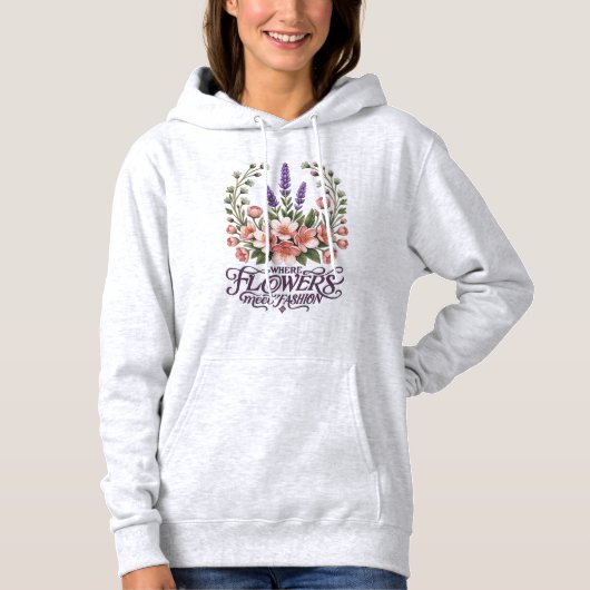 Pull À Capuche Mode Florale Élégante (Devant)