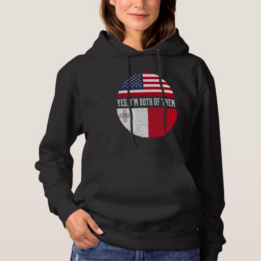 Pull À Capuche Moitié américain moitié maltais Drapeau américain (Devant)