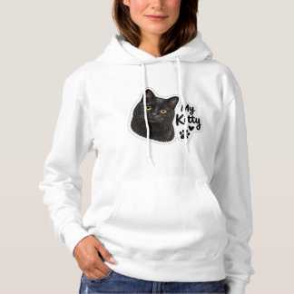 Pull À Capuche Mon chaton mignon amateur de chat noir esthétique