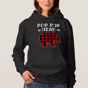 Pull À Capuche Mon ours de tribu - Pop Pop Bear Red Black Plaid B