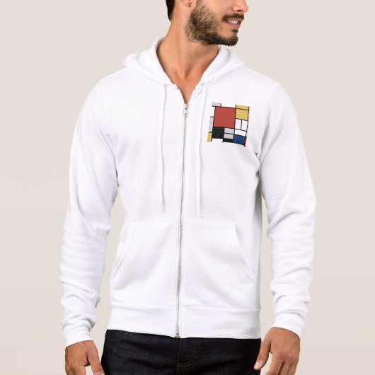 Pull À Capuche Mondrian Peinture Rouge Plane Jaune Noir Gris Bleu (Devant)