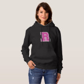 Pull À Capuche Monogramme initiale de lettre rose R pour prénom n (Devant entier)