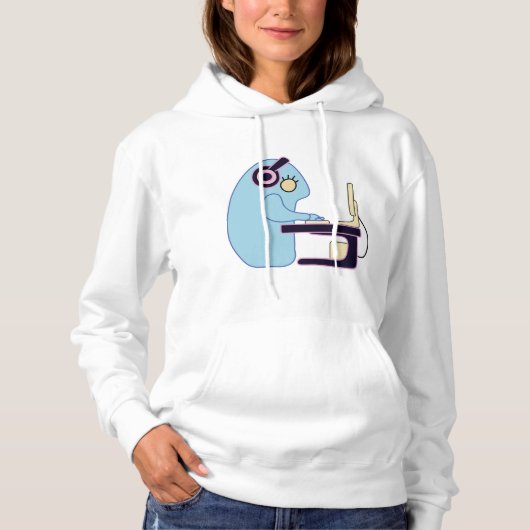 Pull À Capuche Monstre de programmation bleu mignon féminin (Devant)