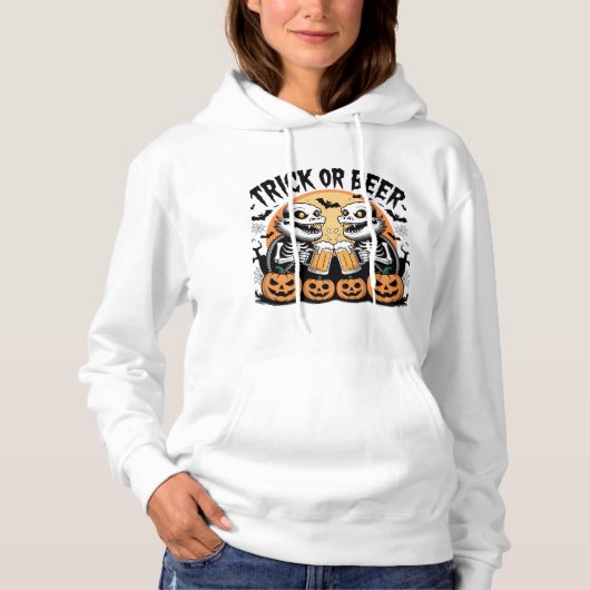 Pull À Capuche Monstres d'Halloween à la braise noire ou à la biè (Devant)