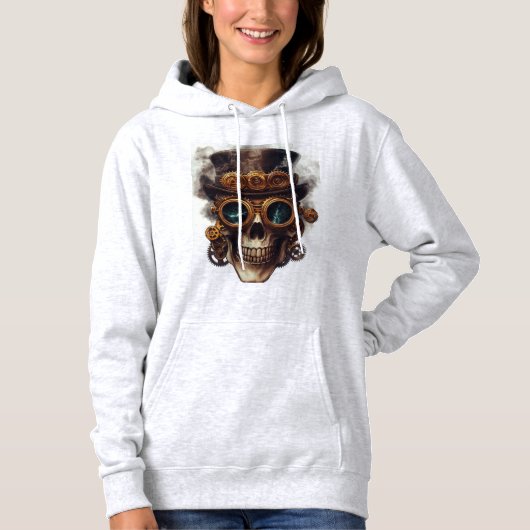 Pull À Capuche Moteur Crâne Steampunk (Devant)