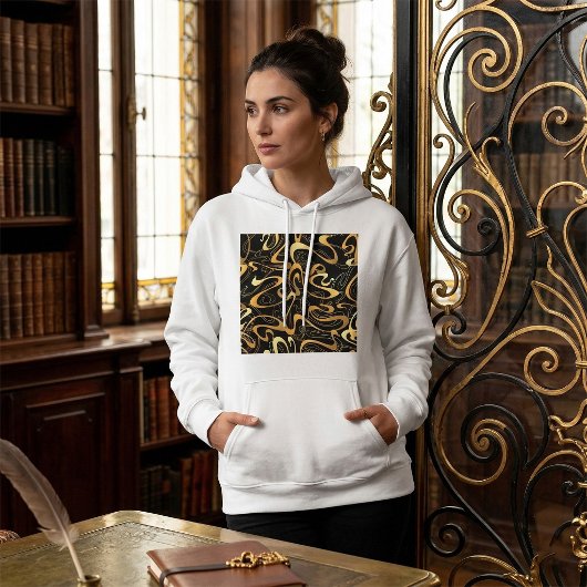 Pull À Capuche Motif Abstrait de Tourbillon Doré