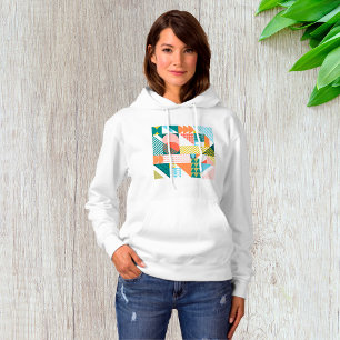 Pull À Capuche Motif Abstrait géométrique moderne Gras rétro