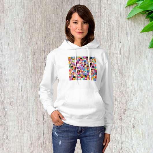 Pull À Capuche Motif Alphabetique Mélangé