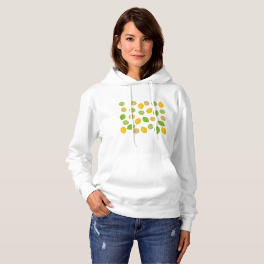 Pull À Capuche Motif citron et citron vert (Devant entier)