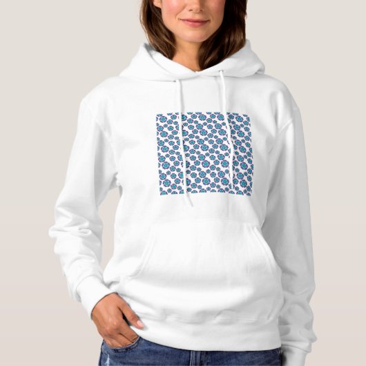 Pull À Capuche Motif de fleurs bleu violet (Devant)