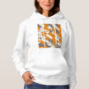 Pull À Capuche Motif en diagonale du chat noir blanc gingembre