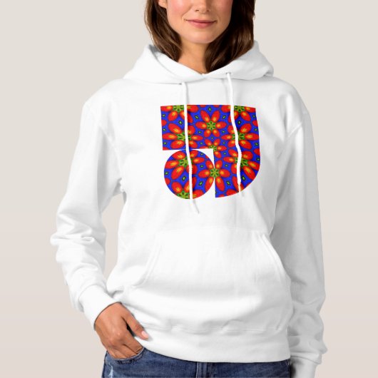Pull À Capuche Motif Floral Rouge mou (Devant)