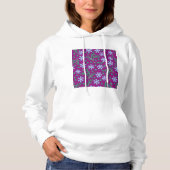 Pull À Capuche Motif floral violet avec fleurs bleues (Devant)